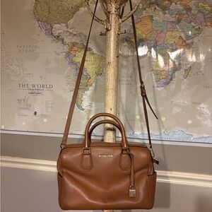 Michael Kors Chestnut Brown Pebbled Leather Messenger Satchel